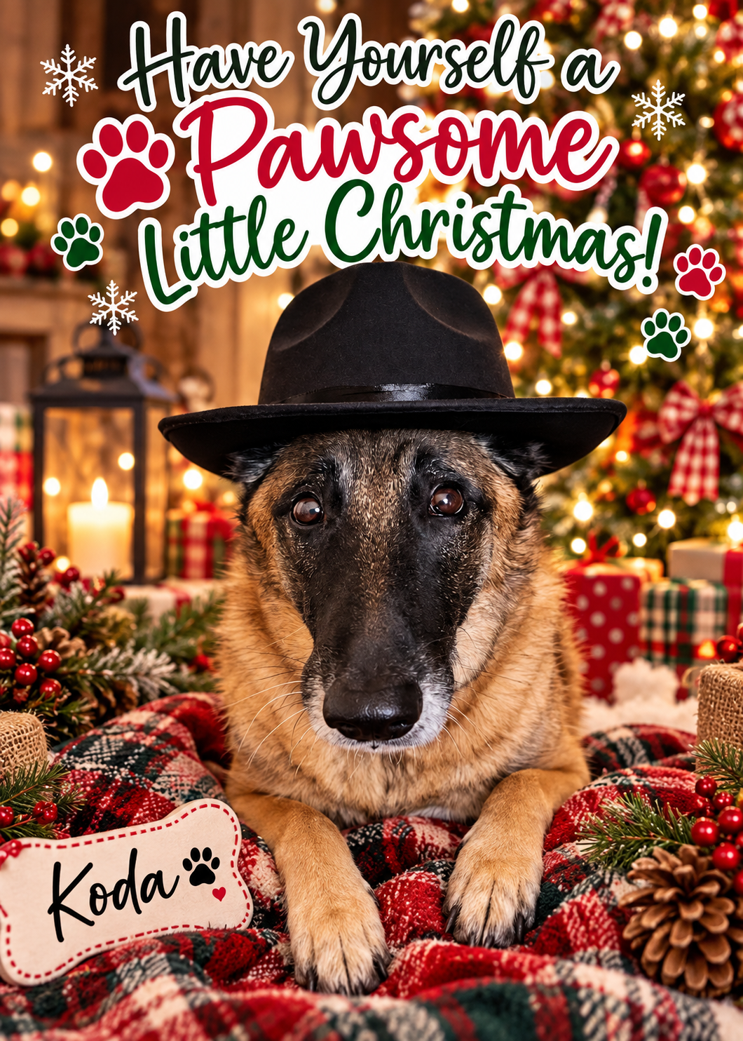Koda Christmas Card | Printable 5x7 Dog Christmas Card