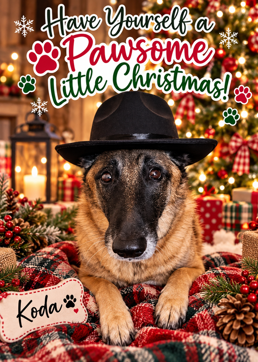 Koda Christmas Card | Printable 5x7 Dog Christmas Card